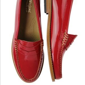 Bass Weejuns Red Patent Loafers 6